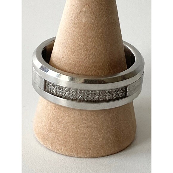 Cobalt 8MM 1/8 CT. T.W Mined Diamond Wedding Band - Picture 2 of 4